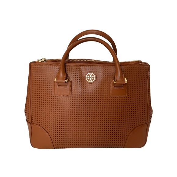 Tory Burch Robinson Perforated Tote Bag Tan - Picture 3 of 11